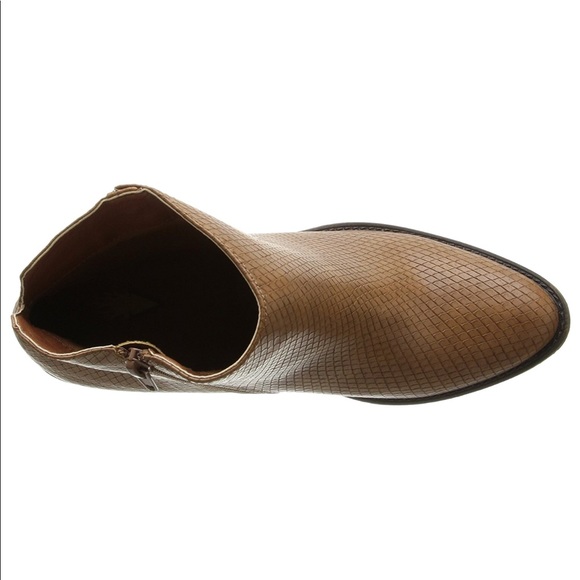 Tan Snake Print Textured Low Heel Ankle Boots - Picture 3 of 4